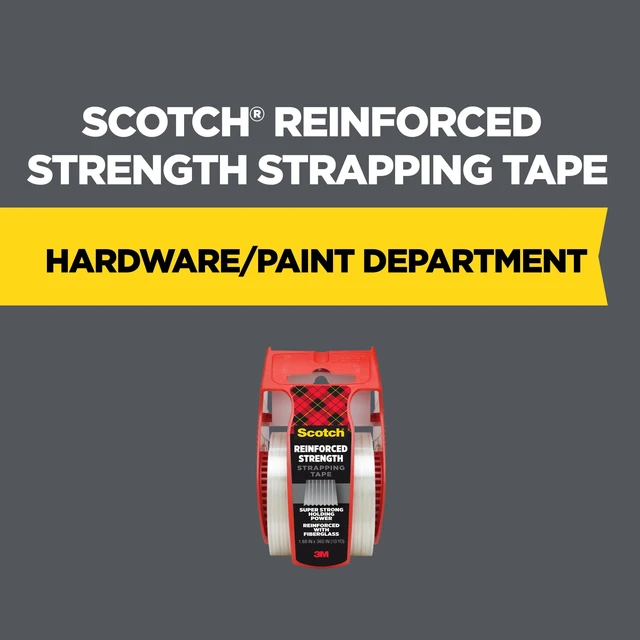 Alt view image 3 of 5 - Scotch Reinforced Strength Shipping Strapping Tape, Clear, 1.88in x 360in, 1 Dispenser