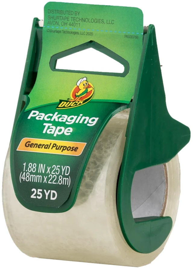 Main image of Duck General Purpose Packaging Tape 1.88in x 25yd Clear with Manual Tape Dispenser (1 Roll)