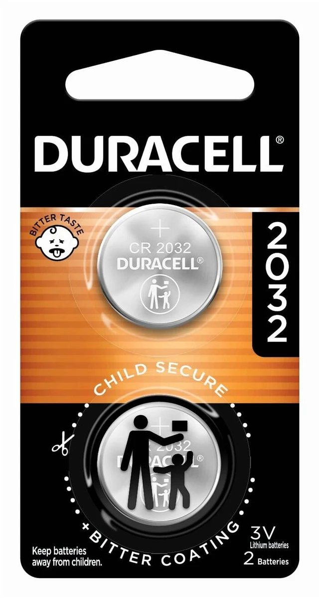 Main image of Duracell CR2032 3V Lithium Coin Battery with Child Safety Features, Compatible with Apple AirTag, Key Fob, Car Remote, Glucose Monitor and More, 2 Count Pack