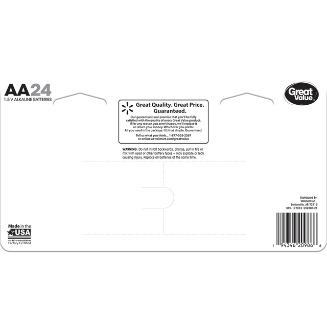 Alt view image 4 of 5 - Great Value Alkaline AA Batteries 24 Pack
