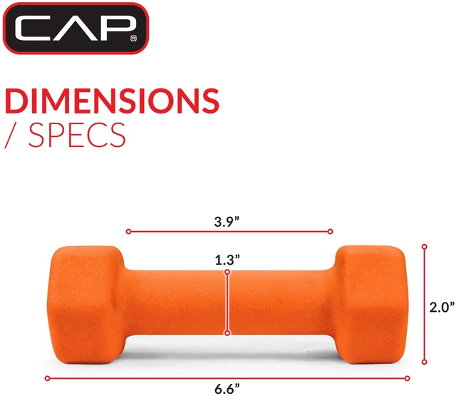 Alt view image 2 of 6 - CAP 2 Pack 3lb Neoprene Dumbbell, Orange