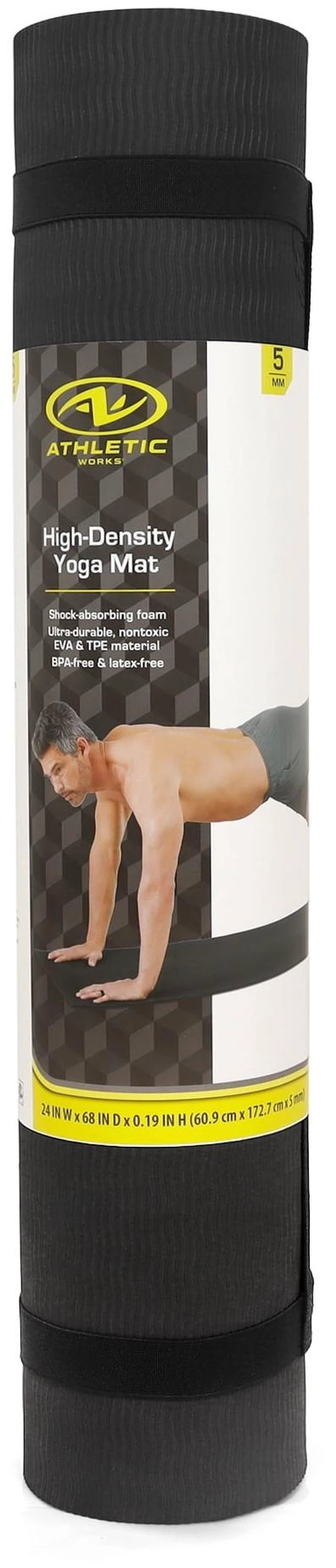 Main image of High Density TPE Exercise Mat with Carry Strap, Black