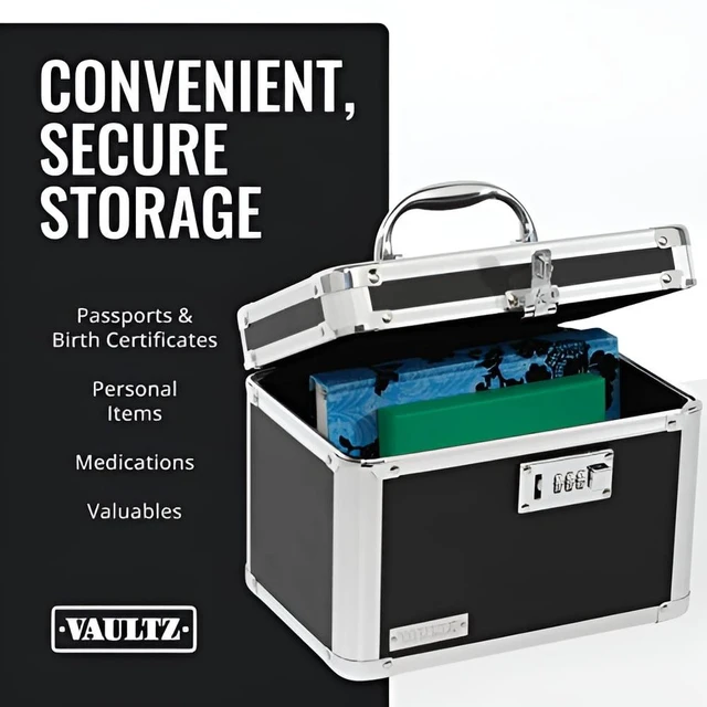 Alt view image 3 of 5 - Vaultz Combination Lock Storage Safe Box, Medium Density Fiberboard, 10x7.25x7.75Inches, Black