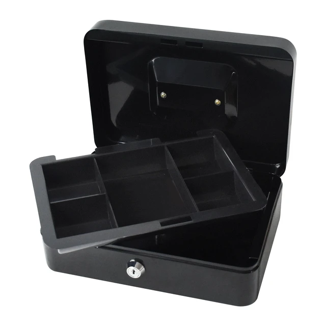 Alt view image 3 of 5 - Pen + Gear 10inch Metal Cash Box with Money Tray and Key Lock, Black, YFC-25