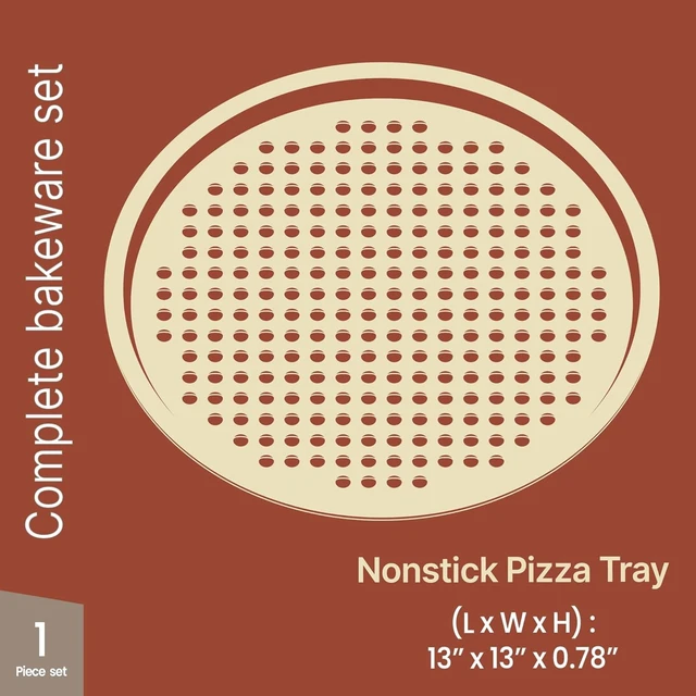 Alt view image 5 of 6 - Bakken Pizza Baking Pan, Round Perforated Carbon Steel, Non-Stick Marble Coating, Oversized Silicone Handle, Gray, 2 Pack