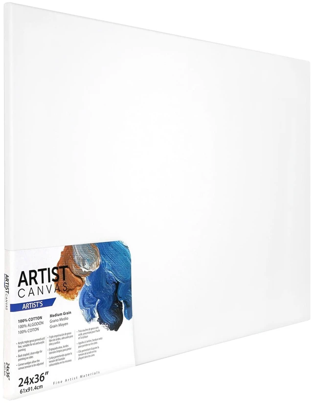 Main image of Artist Stretched Deluxe Canvas, 24"x36", 1 Pack, 100% Cotton Acid Free, White