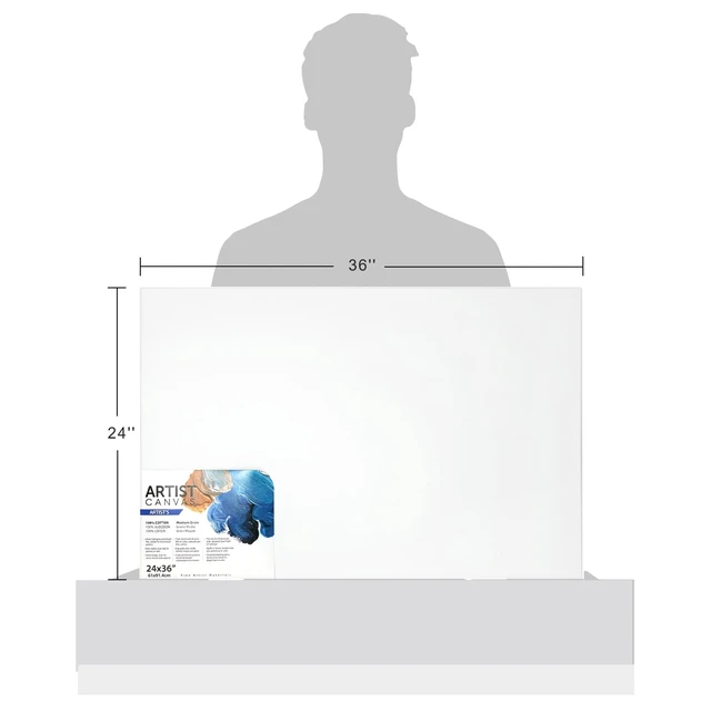 Alt view image 6 of 6 - Artist Stretched Deluxe Canvas, 24"x36", 1 Pack, 100% Cotton Acid Free, White