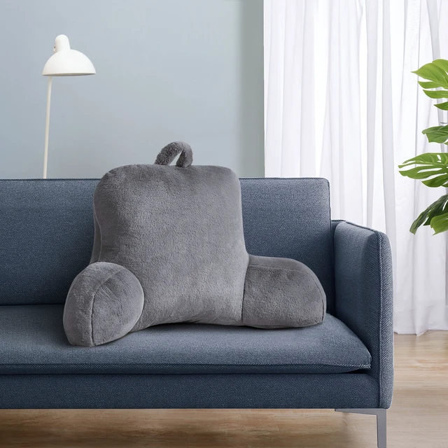 Alt view image 2 of 6 - Mainstays Faux Fur Plush Backrest Pillow, Gray, 18.5in x 32.5in x 10in