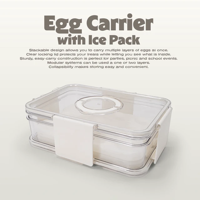 Alt view image 6 of 7 - Cook with Color 24-Egg 2-Level Chilled Storage Container with Ice Packs