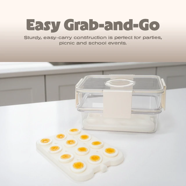 Alt view image 3 of 7 - Cook with Color 24-Egg 2-Level Chilled Storage Container with Ice Packs