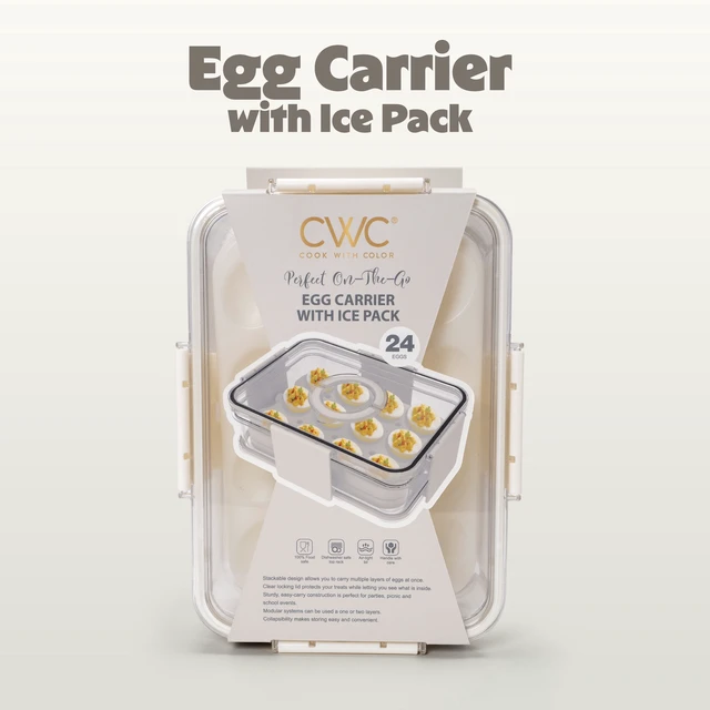 Alt view image 4 of 7 - Cook with Color 24-Egg 2-Level Chilled Storage Container with Ice Packs