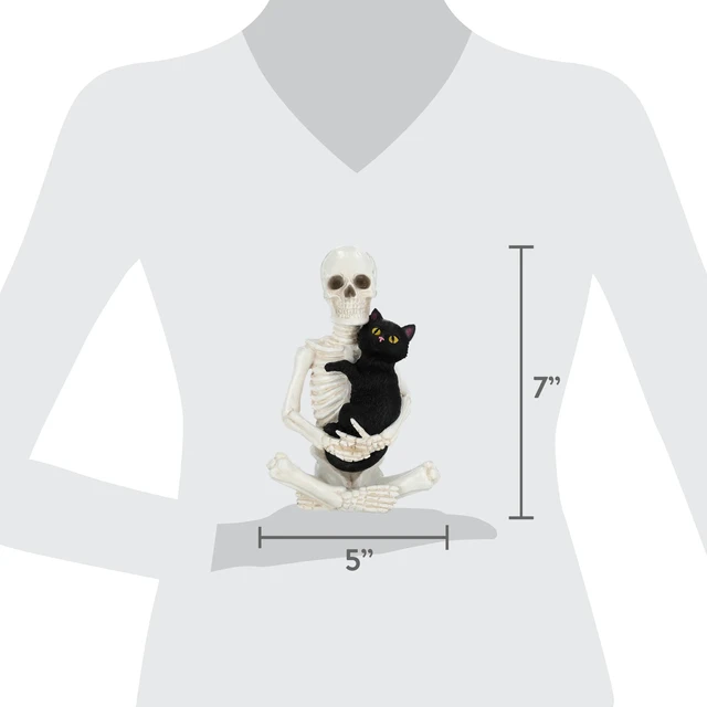 Alt view image 5 of 7 - Way To Celebrate Skeleton and Cat Decoration, Black and White, 8.8Inches, Halloween