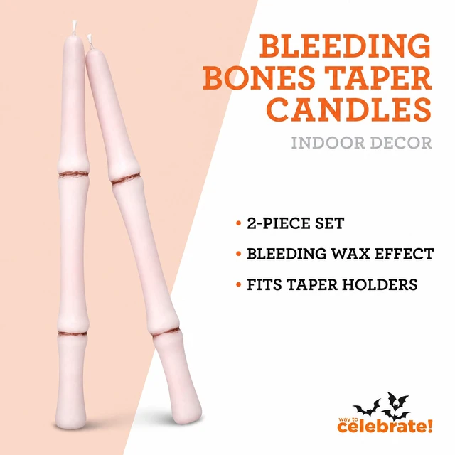 Alt view image 2 of 5 - Bleeding Bones Taper Candles 10" 2 Pieces Halloween by Way to Celebrate