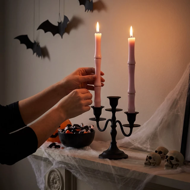 Alt view image 3 of 5 - Bleeding Bones Taper Candles 10" 2 Pieces Halloween by Way to Celebrate