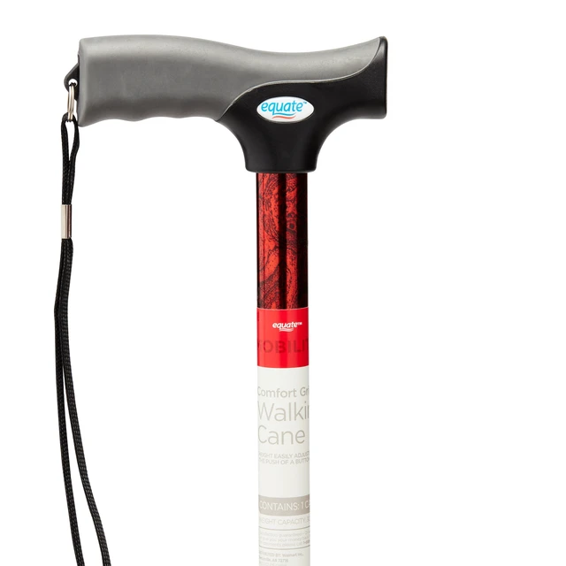 Alt view image 5 of 7 - Equate Mobility Comfort Grip Walking Cane, Red, 300lb Capacity