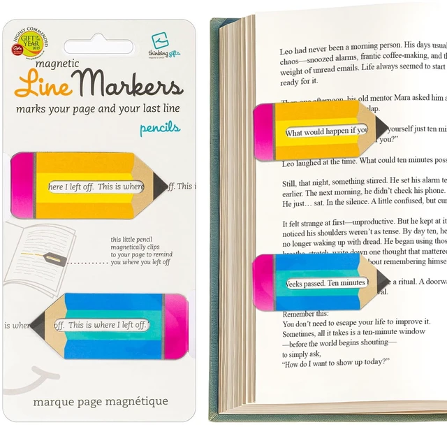 Main image of Thinking Gifts Linemarker Magnetic Book Holder & Page Marker Set of 2