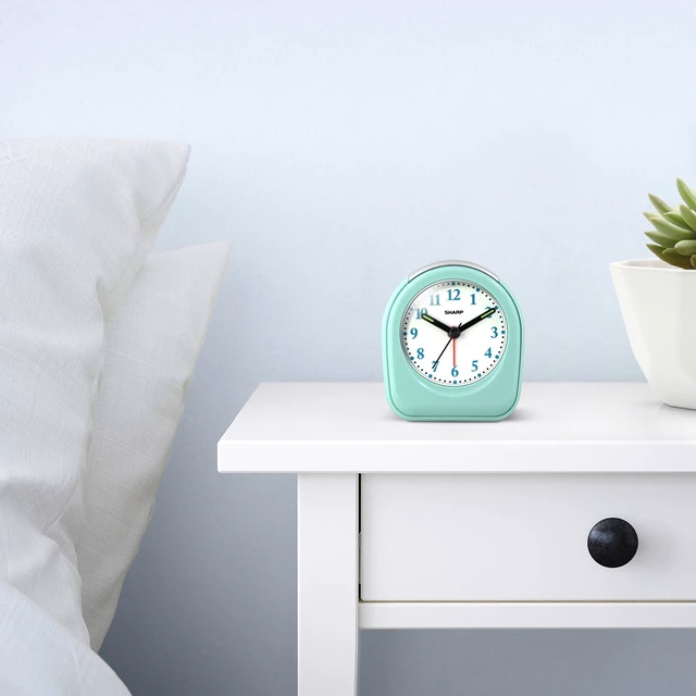 Alt view image 5 of 6 - 2-Pack SHARP Quartz Analog Arch Alarm Clock, Mint, Battery Operated, Small, Travel Clock