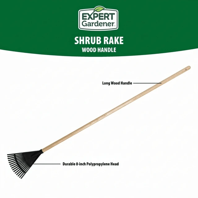 Alt view image 2 of 5 - Expert Gardener 8-Inch Wood and Poly Shrub Leaf Rake