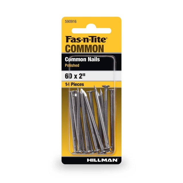 Alt view image 5 of 6 - Fas-n-tite Common Nails, 6D x 2", Steel, Polished, Gray, Interior Nails, 4 Pack