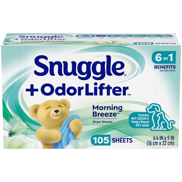 Alt view image 2 of 5 - Snuggle OdorLifter Morning Breeze Dryer Sheets, 105 Count (2-Pack)