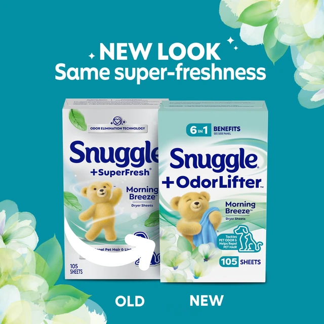 Alt view image 4 of 5 - Snuggle OdorLifter Morning Breeze Dryer Sheets, 105 Count (2-Pack)