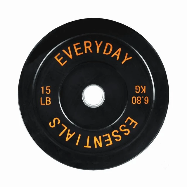 Main image of Signature Fitness Olympic Bumper Plate 15 LB, 2-Inch Solid Rubber, Black Single