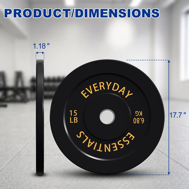 Alt view image 5 of 6 - Signature Fitness Olympic Bumper Plate 15 LB, 2-Inch Solid Rubber, Black Single