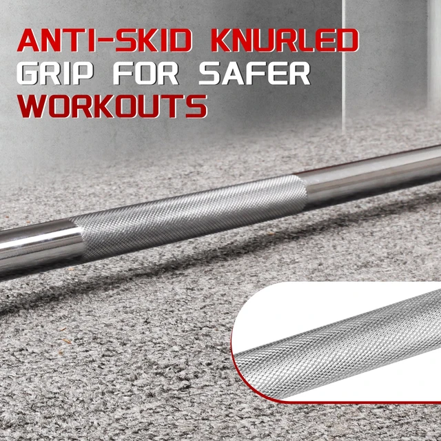 Alt view image 2 of 6 - Signature Fitness Olympic Barbell, Straight Alloy Steel, Silver Finish, 5/6/7FT Options