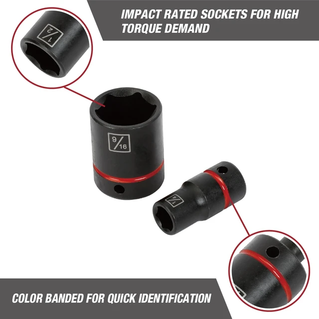 Alt view image 4 of 5 - Hyper Tough 8-Piece 1/4-Inch Drive Impact Socket Set (SAE)