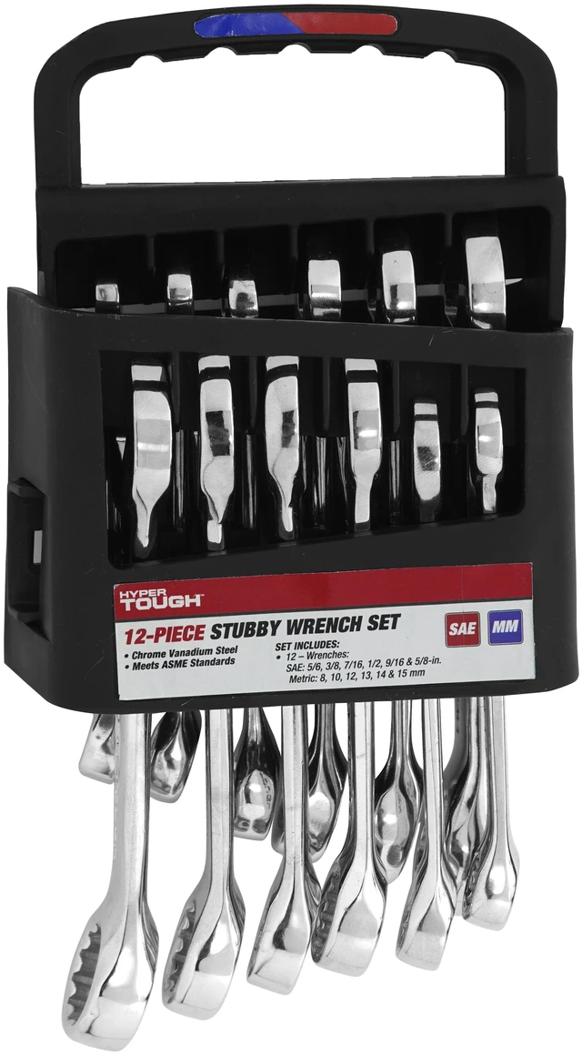 Main image of Hyper Tough 12-Piece Stubby Combination Wrench Set
