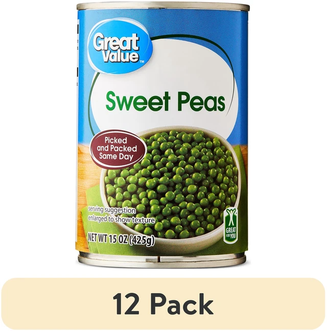 Main image of Great Value Sweet Peas, 15oz Can, 12-Pack