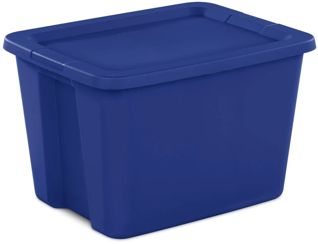 Main image of Sterilite 18Gal. Plastic Storage Bin with Snap-on Lid, Blue Tote