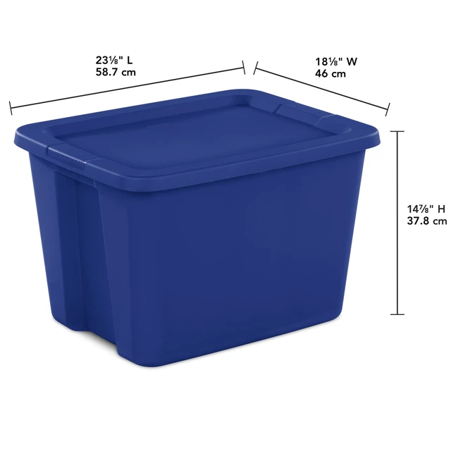 Alt view image 4 of 6 - Sterilite 18Gal. Plastic Storage Bin with Snap-on Lid, Blue Tote