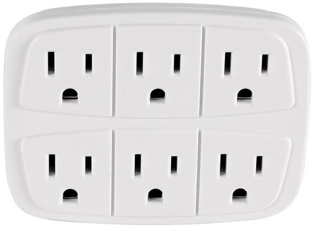 Main image of Hyper Tough 6-Outlet Grounded Wall Tap, 15 Amps, White