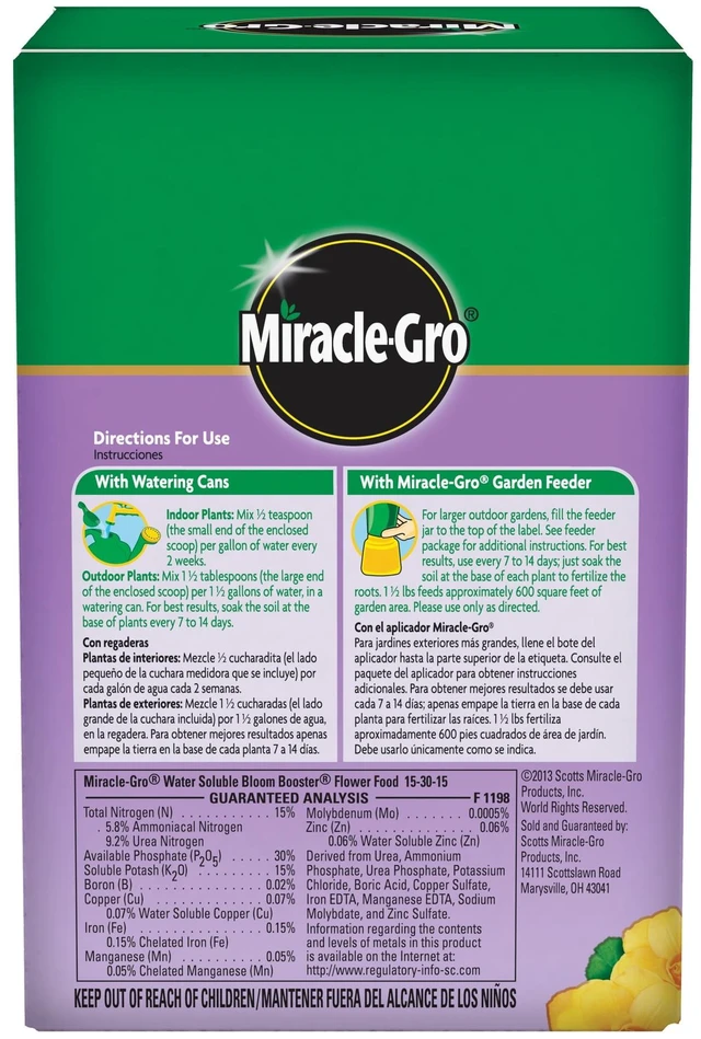 Alt view image 5 of 6 - Miracle-Gro Water Soluble Bloom Booster Flower Food, 1.5 lb