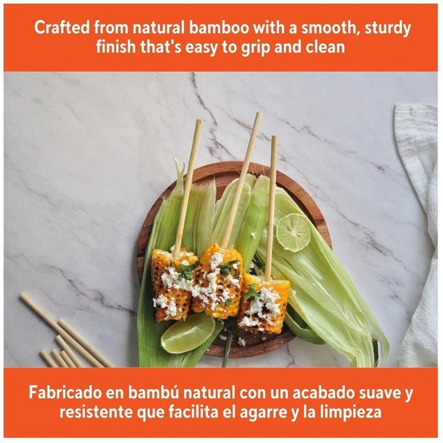 Alt view image 3 of 5 - (3 pack) IMUSA 50pc Bamboo Corn Skewer Set, 6in
