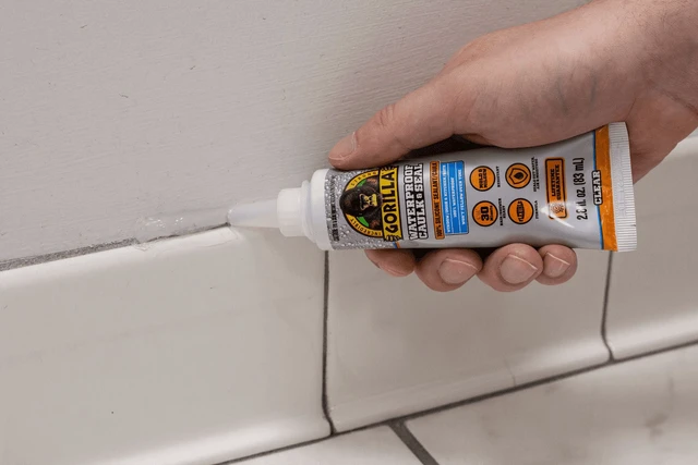 Alt view image 4 of 5 - Gorilla Waterproof Caulk & Seal Silicone Sealant, 2.8oz Squeeze Tube - Clear Caulking Sealant for Kitchen, Window, Bath, Marine, Door and More