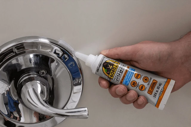 Alt view image 5 of 5 - Gorilla Waterproof Caulk & Seal Silicone Sealant, 2.8oz Squeeze Tube - Clear Caulking Sealant for Kitchen, Window, Bath, Marine, Door and More