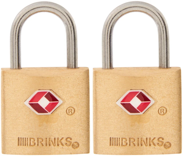 Main image of Brinks Solid Brass 22mm TSA Travel Keyed Padlock with 1/2in Shackle, 2 pack