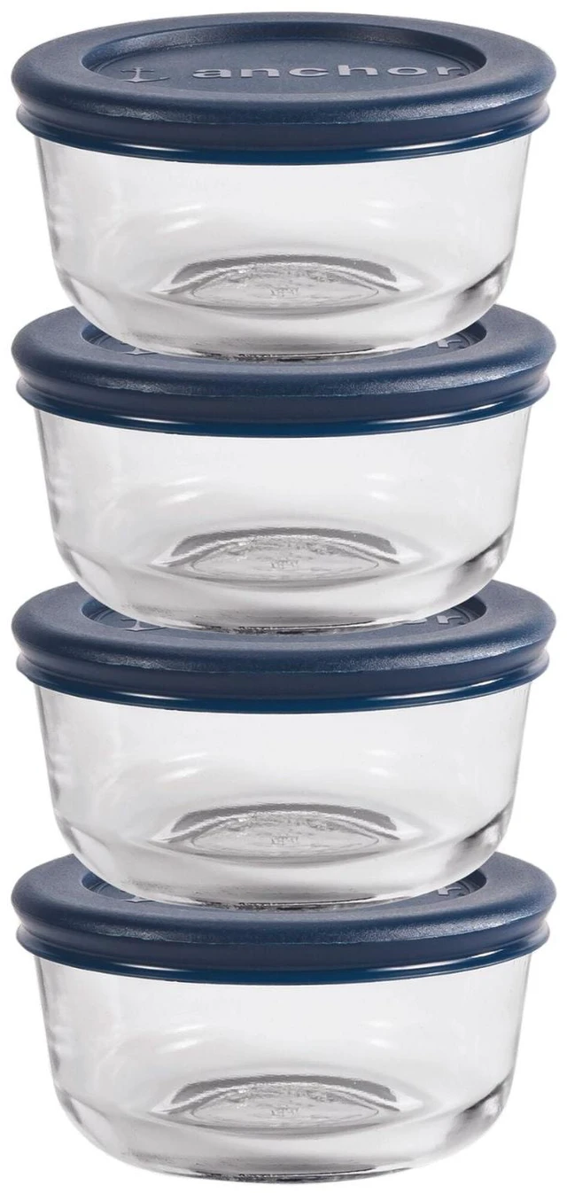 Main image of Anchor Hocking Glass Food Storage Containers with Lids, 1 Cup Round, Set of 4