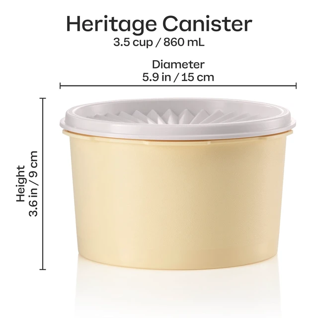 Alt view image 5 of 5 - Tupperware Heritage 3.5-Cup Food Storage Canister with Lid, Yellow