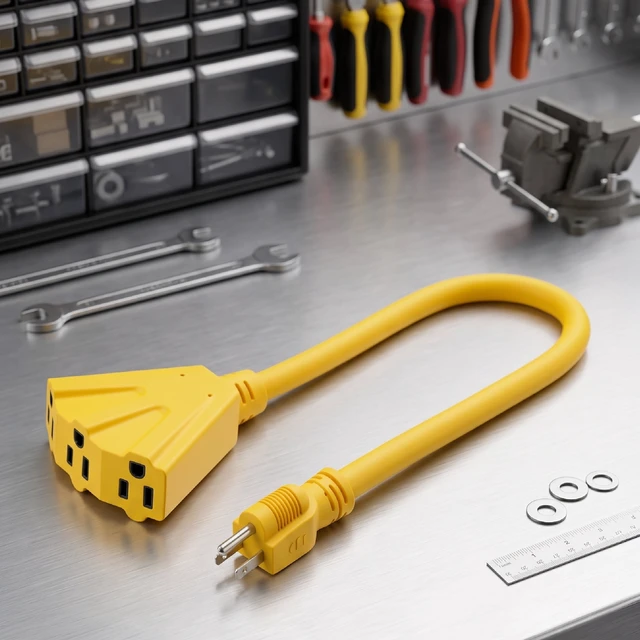 Alt view image 2 of 6 - Hyper Tough Heavy Duty 2 Ft Yellow Extension Cord, 15 Amp