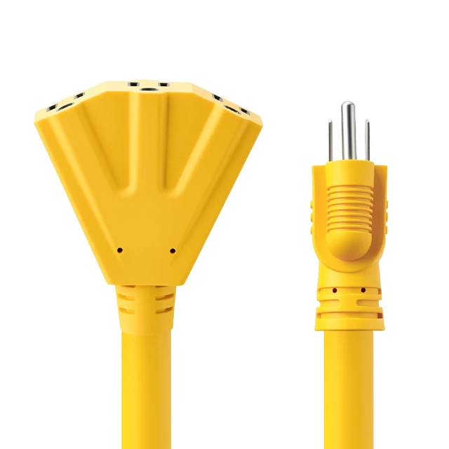 Alt view image 3 of 6 - Hyper Tough Heavy Duty 2 Ft Yellow Extension Cord, 15 Amp