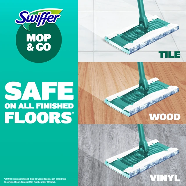 Alt view image 2 of 6 - Swiffer Starter Classic Kit (1 Device, 2 Hair Magnet Dry Cloths, 2 Mop & Go Wet Cloths)
