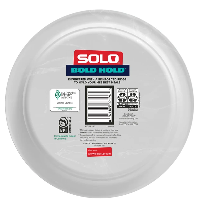 Alt view image 2 of 5 - Solo Bold Hold 10in 100CT Heavy Weight Paper Plate