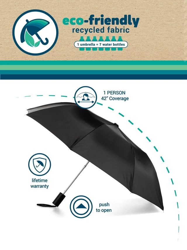 Alt view image 4 of 4 - Totes Recycled Canopy Auto Open Umbrella Black