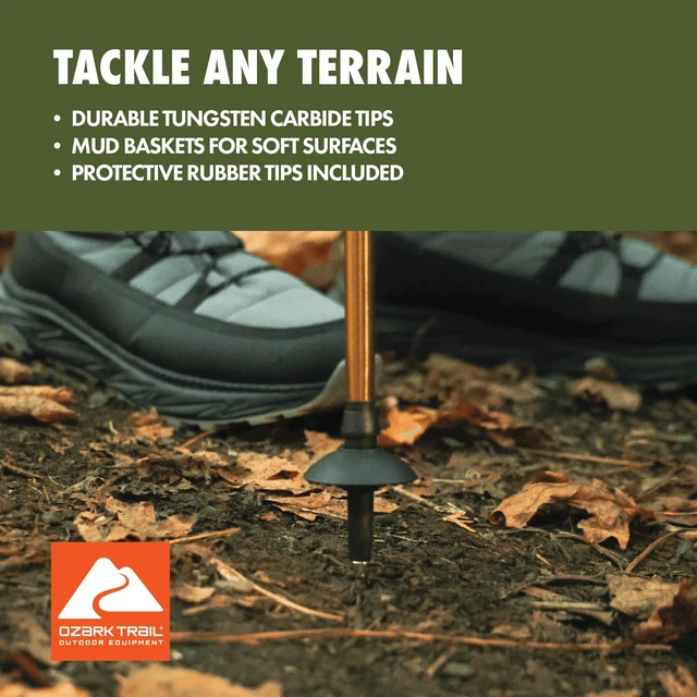 Alt view image 3 of 6 - Ozark Trail Aluminum Quick Lock Adjustable Trekking Pole with EVA Grip