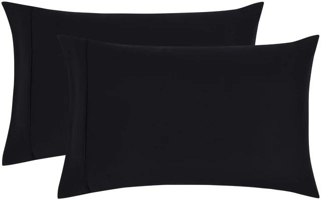 Main image of Mainstays Super Soft Brushed Microfiber Pillowcase Set, Rich Black, Standard/Queen, 2 Piece