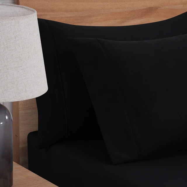 Alt view image 4 of 6 - Mainstays Super Soft Brushed Microfiber Pillowcase Set, Rich Black, Standard/Queen, 2 Piece