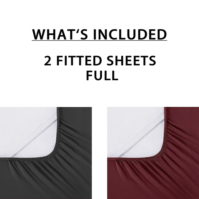 Alt view image 3 of 6 - Mainstays Super Soft Microfiber 2-Pack Fitted Sheets, Grey Stone/Luscious Red Merlot, Full